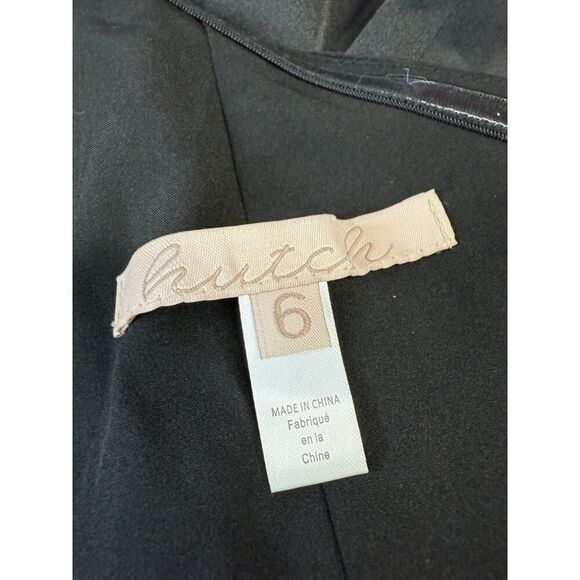 Hutch Black One Shoulder Midi Dress with Feathers Hem Size 6 Elegant Gown - Picture 9 of 10